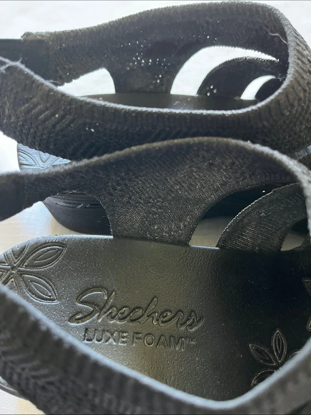 Skechers Pier-Lite Memory Marker Comfort Knit Slingback Sandals - Black